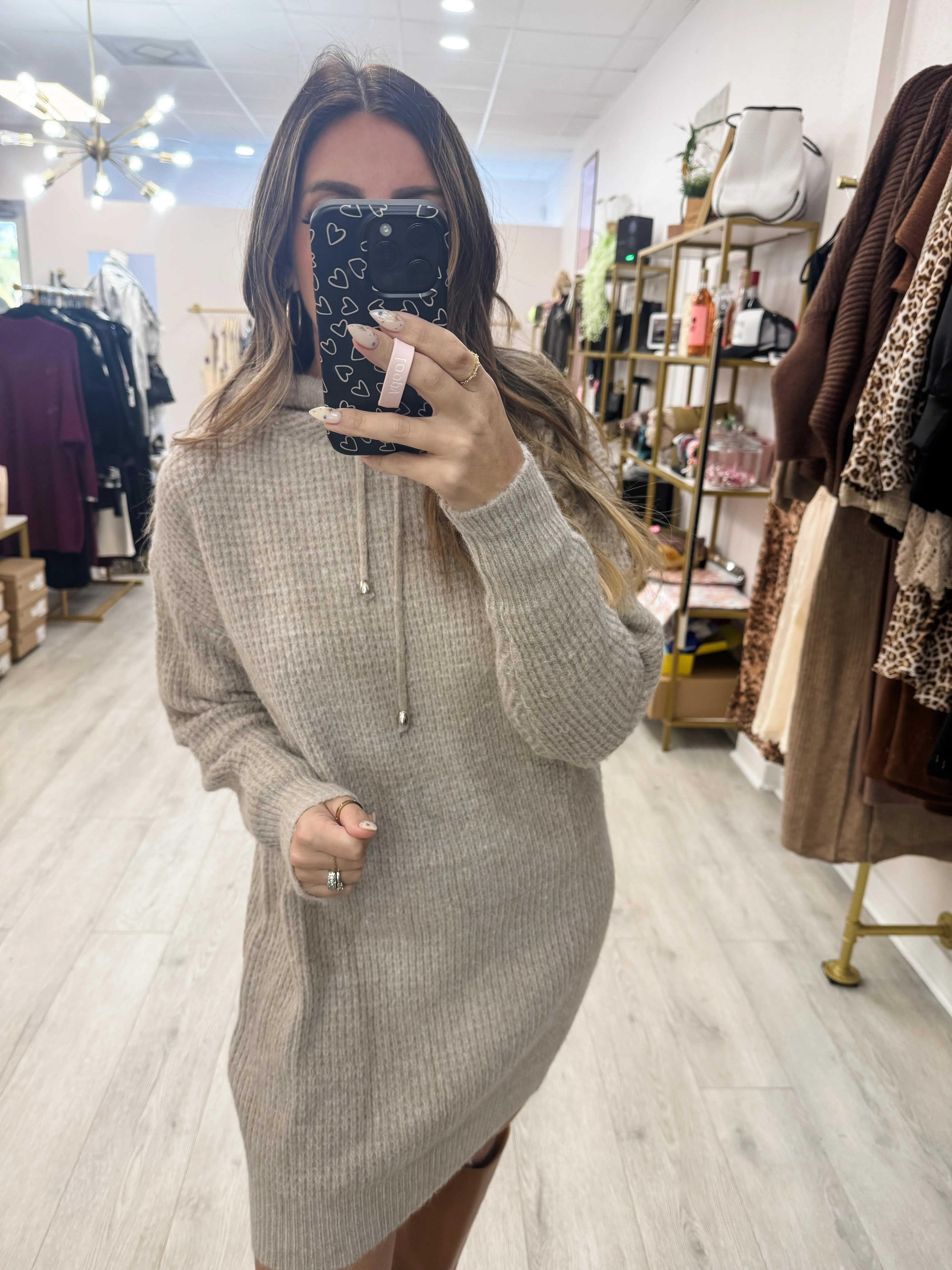 Chunky Waffle Hooded Tunic
