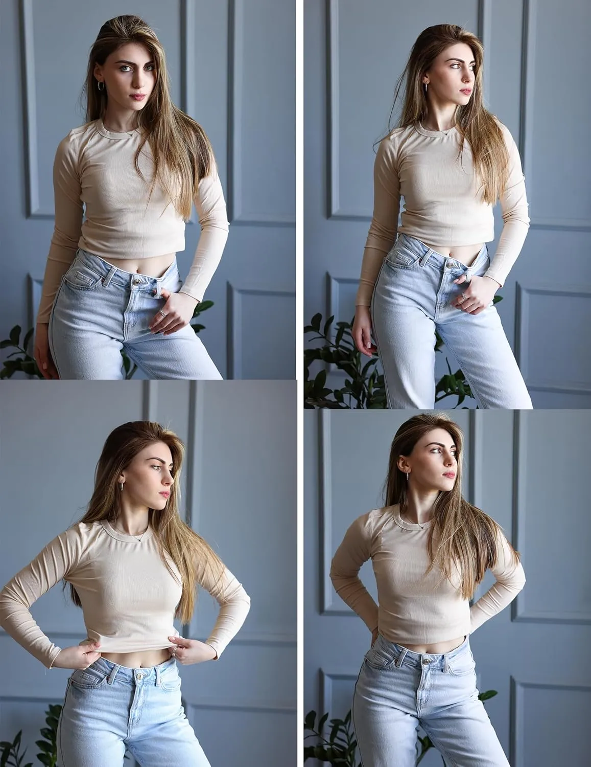 Zeagoo Damen Langarm T-Shirt Basic Slim Fit Tops (DE Only)